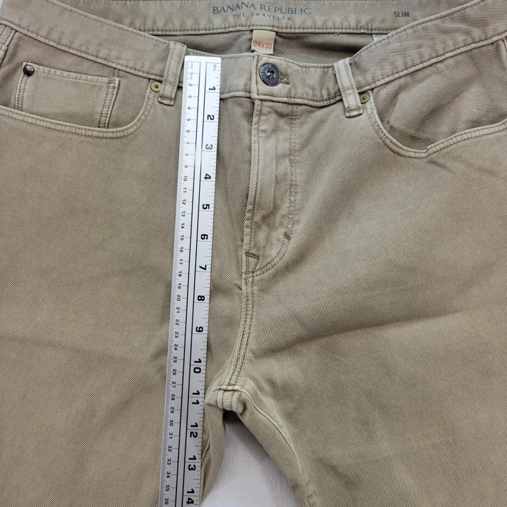 Banana Republic Traveler Jeans Mens 34x30 Khaki Slim Fit 5-Pocket Stretch Chino